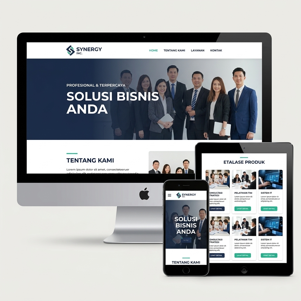 Mockup website company profile semi toko online