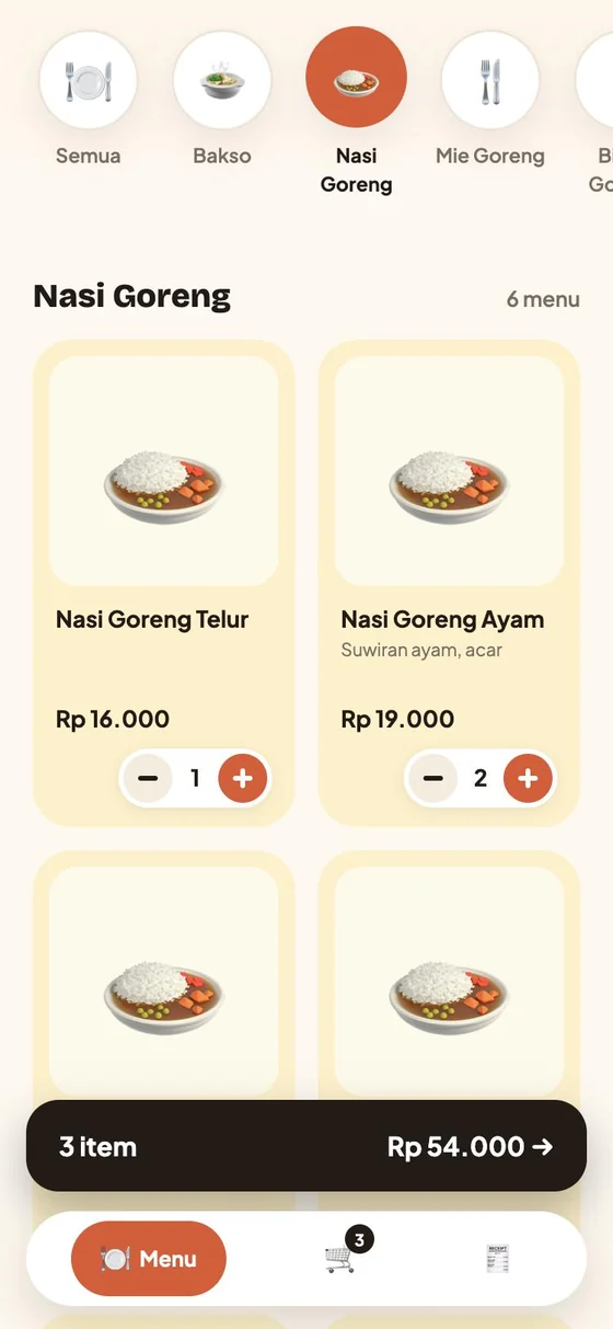 Langkah 2: pilih menu dengan tombol tambah dan kurang