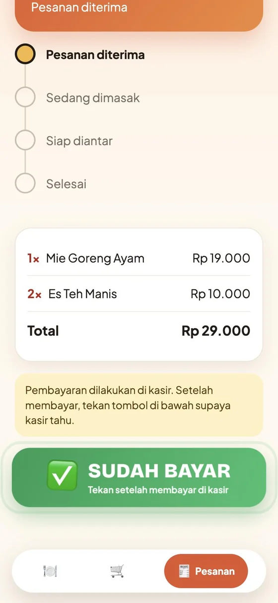 Langkah 4: pantau status pesanan dan tekan Sudah bayar